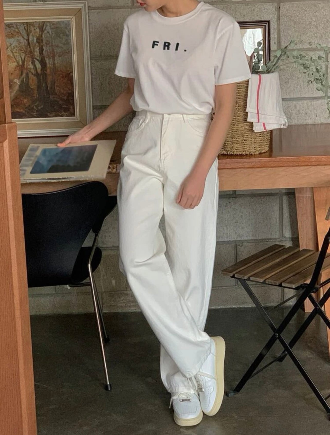 DAZY Camiseta con estampado de letra de cuello redondo