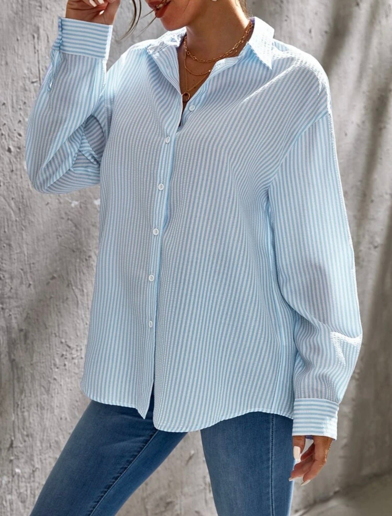 Tall Camisa con estampado de rayas de hombros caídos