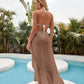 Pareo Beige para playa con nudo lateral