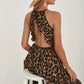 Vestido halter con estampado de leopardo espalda abierta