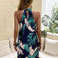 Vestido halter con estampado tropical