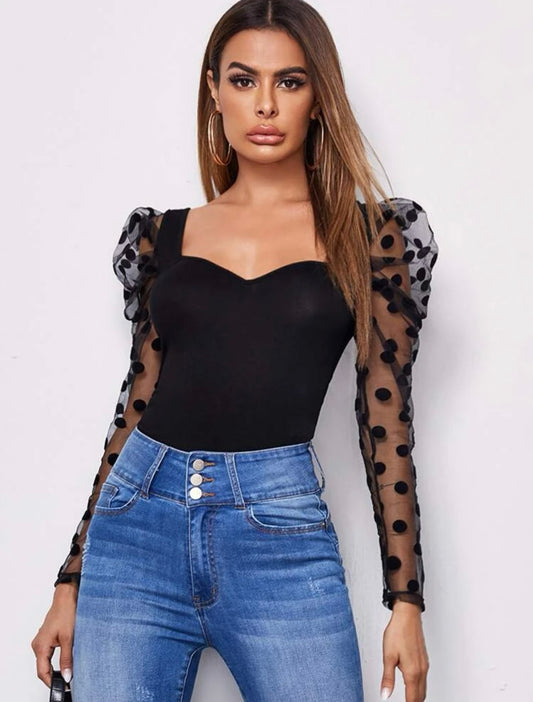 Top de manga transparente