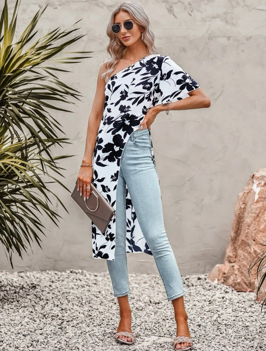 Blusa larga asimetrica