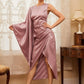 Vestido asimétrico jacquard de muslo con abertura