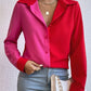 Camisa de color combinado con botón delantero