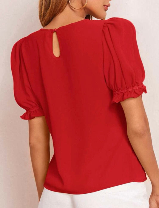 Top unicolor con manga Puff