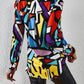 Camisera con diseño geométrico de colores