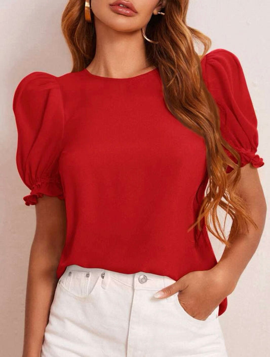 Top unicolor con manga Puff